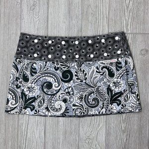 Sweet Spot Skirt Reversible Wrap Mini Adjustable Paisley Floral Black White Gray